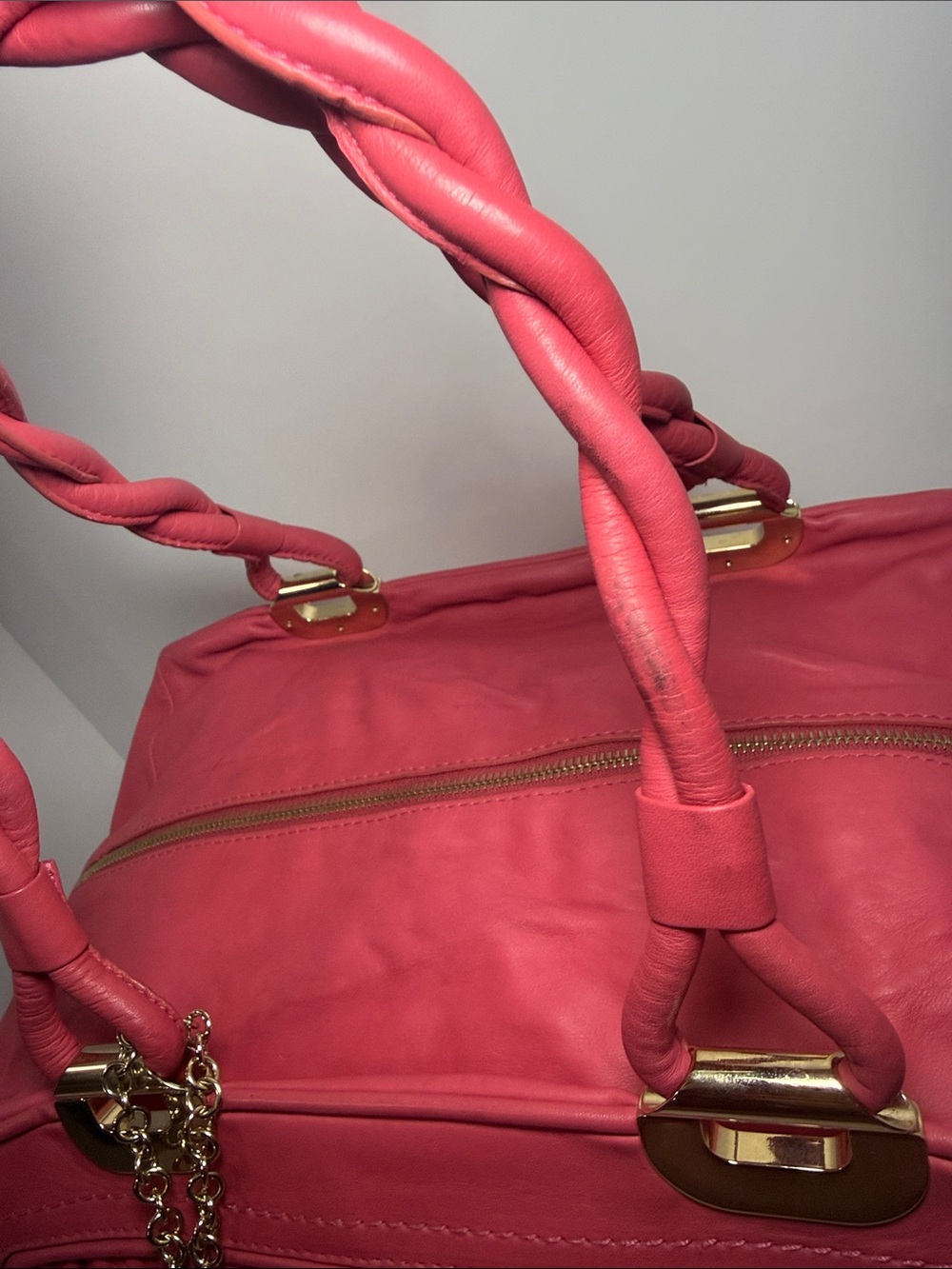 Bally Pink Leather Weekender Satchel Bag - Picture 4 of 16